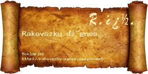 Rakovszky Ágnes névjegykártya