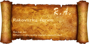 Rakovszky Ágnes névjegykártya